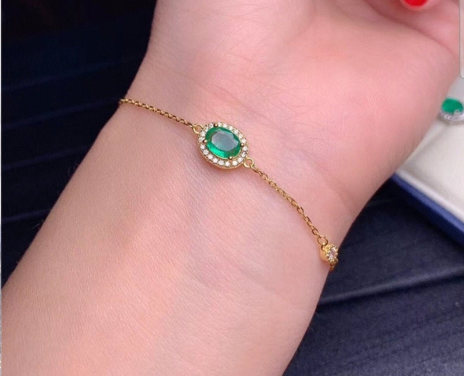 Fashion Lab Created Emerald Bracelet Argento Sterling 925 Etsy Italia