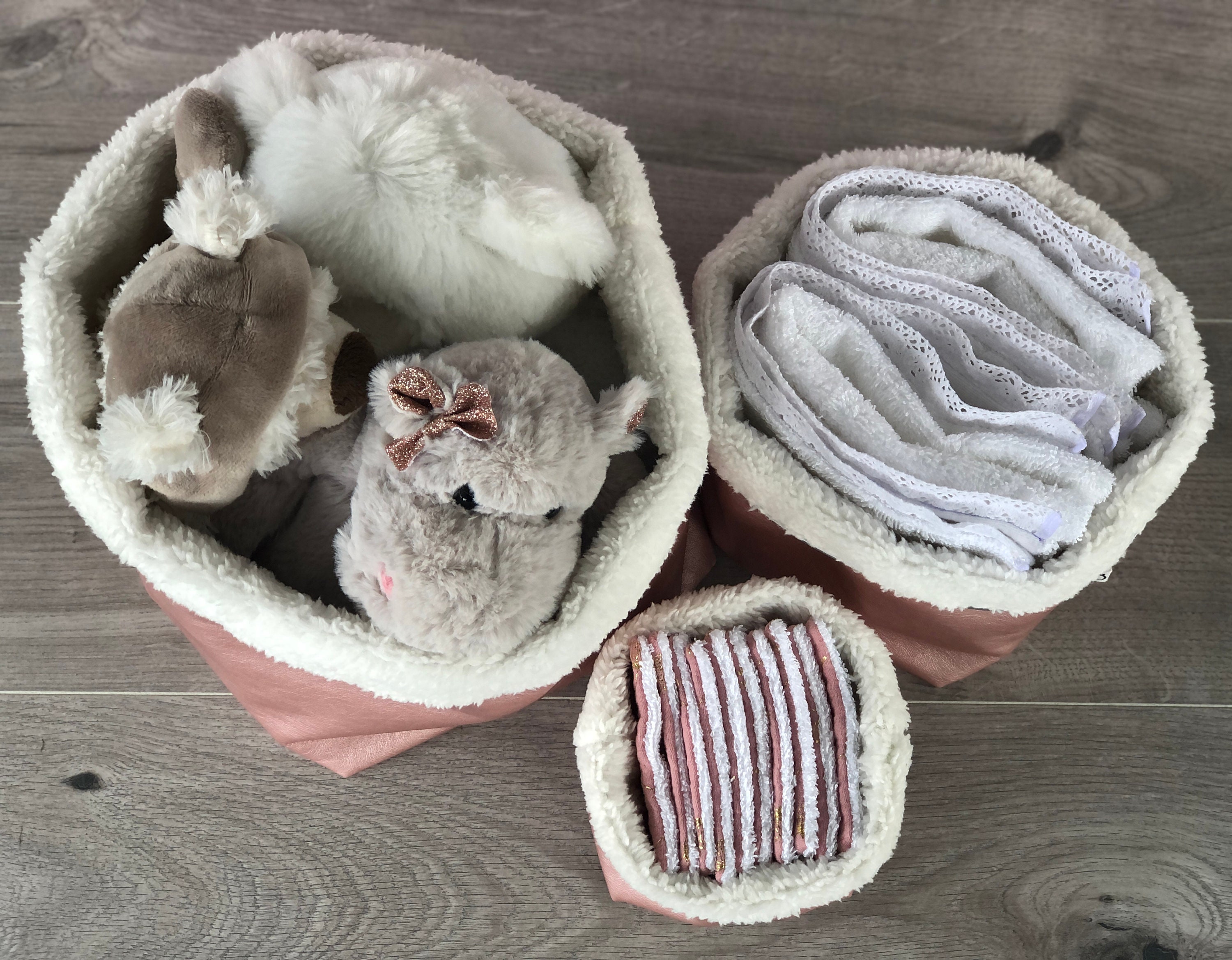 Set of 3 pink storage baskets baby room height adjustable Etsy