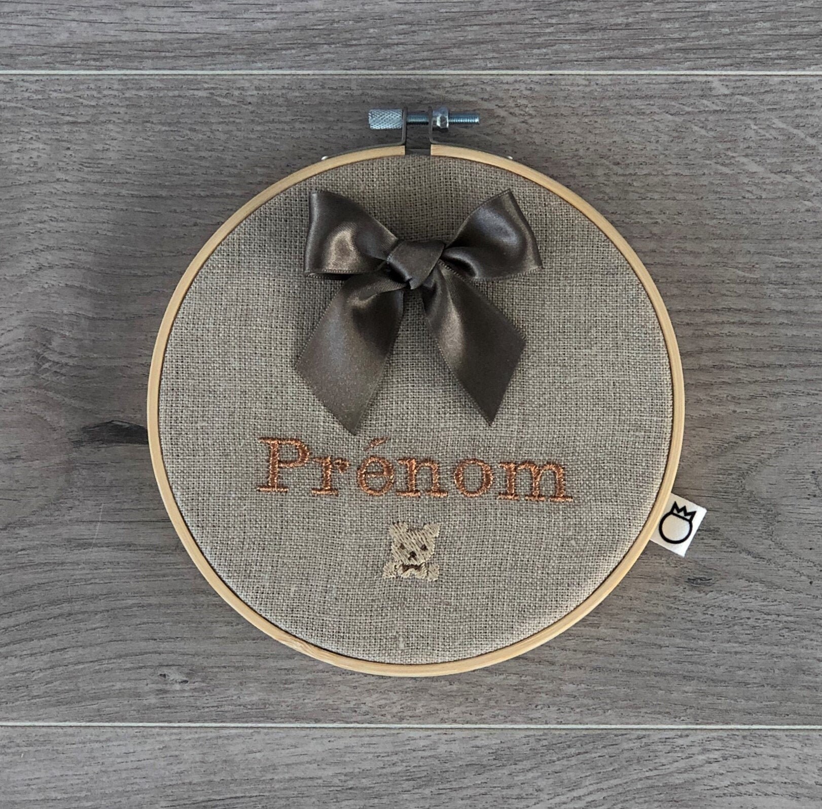 Cerceau de Broderie Personnalisable en Lin et Bambou Pour Deco Chambre Bébé, Myrtilleandco