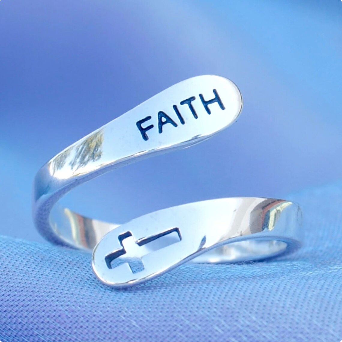 925 Sterling Silver Faith Ring Blessed Christian Jewelry Etsy