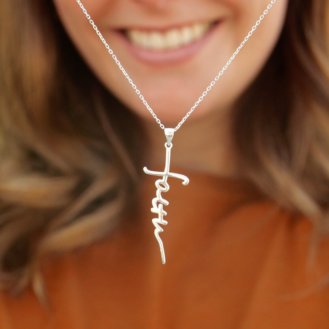 Silver Faith Necklace Blessed Christian Jewelry Cross  Etsy