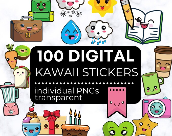 Cute Digital Stickers: Kawaii Stickers, Kawaii Digital Planner Stickers ...