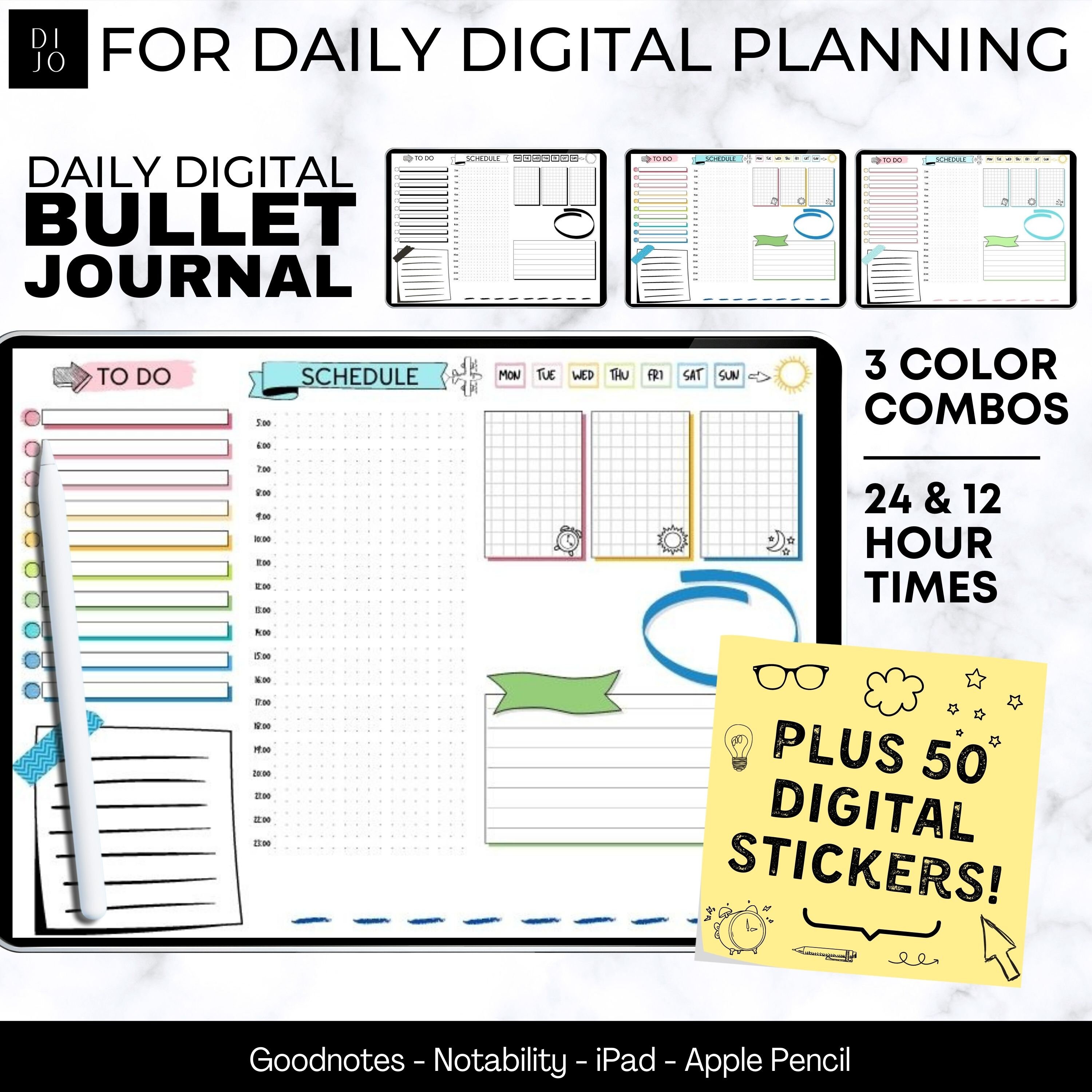 Digital Bullet Journal Daily Template Daily Digital Bullet Etsy UK