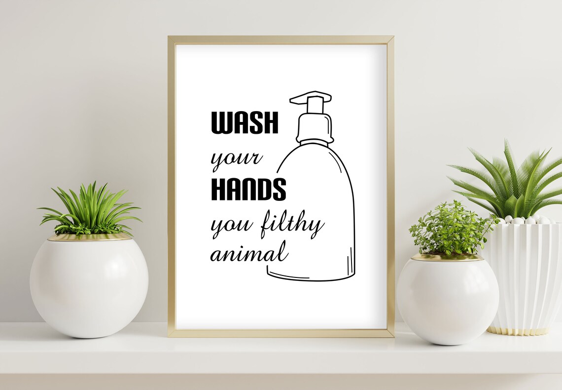 Wash Your Hands Bathroom Print Typography Wall Art Funny | Etsy