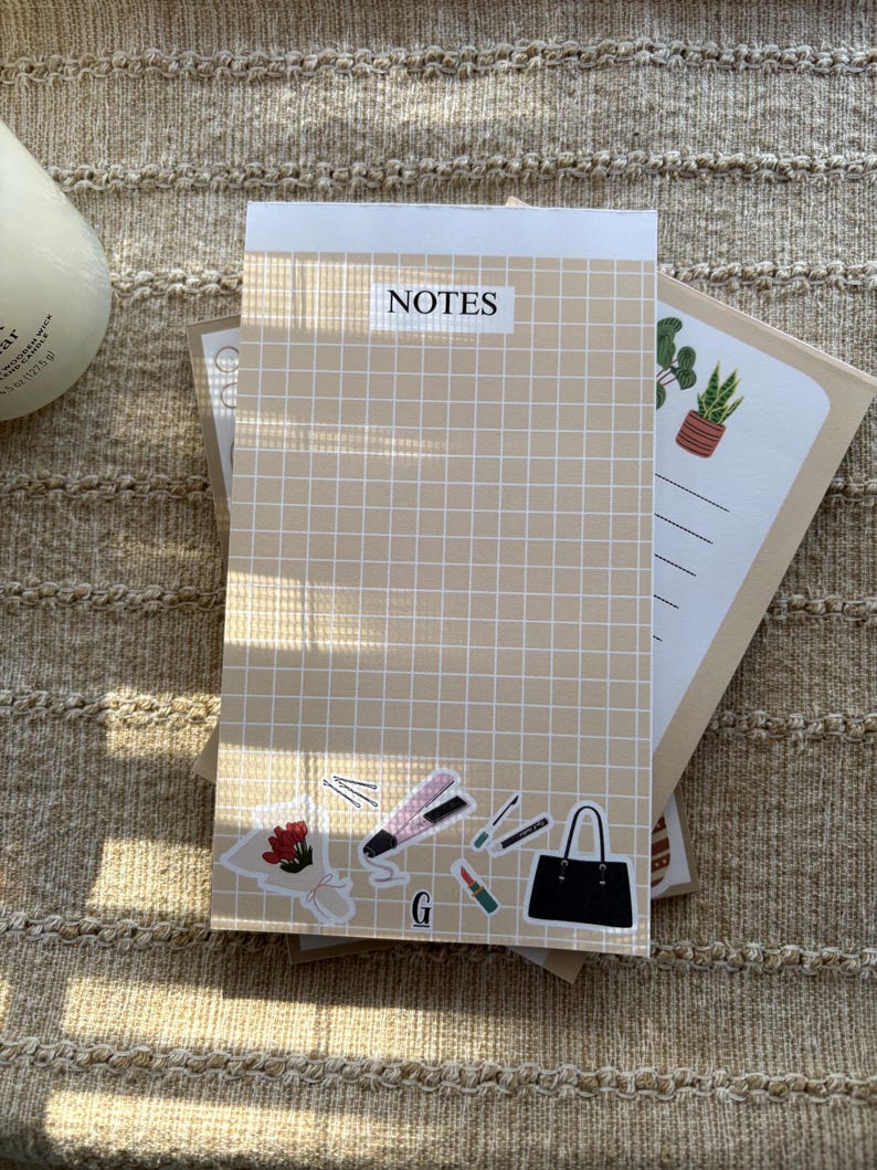 Makeup Theme Notepad Cozy Girlie Notepad - Tearaway Beige Lipstick Roses Makeup 50 Pages - Etsy