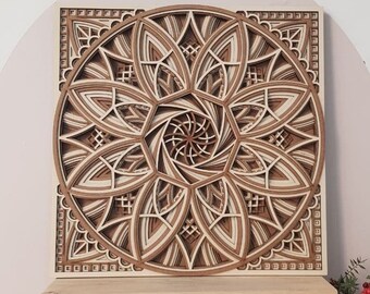 Wood Mandala, Geometric Wooden Wall Art, Spiritual Wall Art, Sacred Geometry, Multilayered Wall Art, Living Room Wall Decor, Boho Decor,