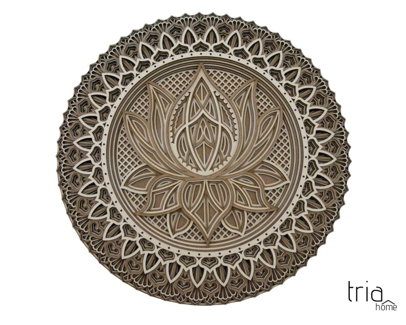 Lotus Flower Wooden Mandala Mandala Wall Art Wall Decor Etsy