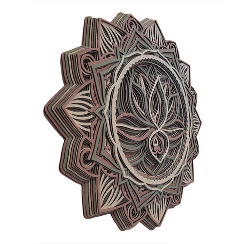 Lotus Flower Wooden Mandala Mandala Wall Art Wall Decor Etsy