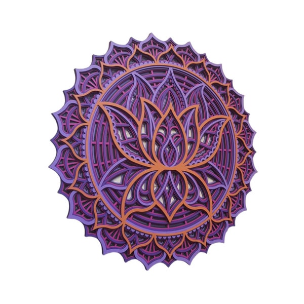 Kwiat lotosu drewniana mandala, sztuka ścienna mandali, dekoracje ścienne, drewniana mandala cięta laserowo, mandala ścienna, prezent domu