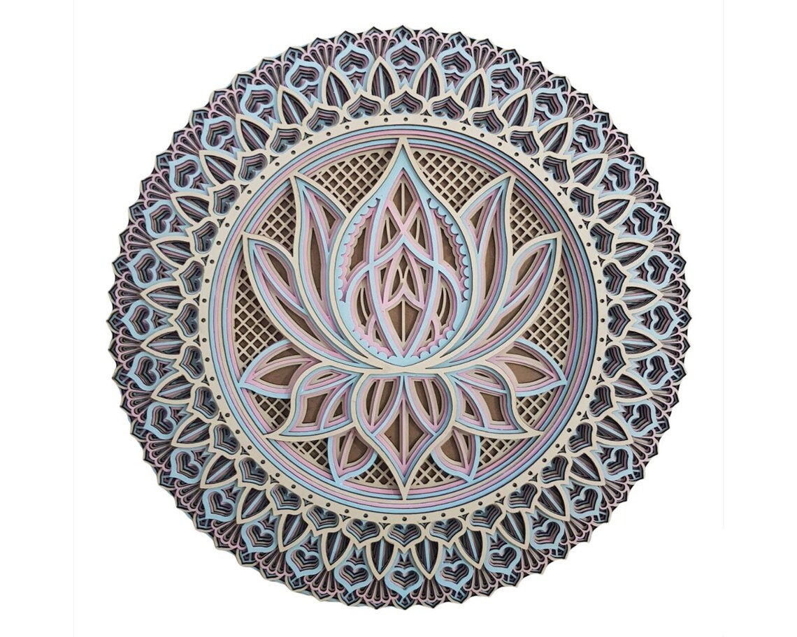 Lotus Flower Wooden Mandala Mandala Wall Art Wall Decor Etsy