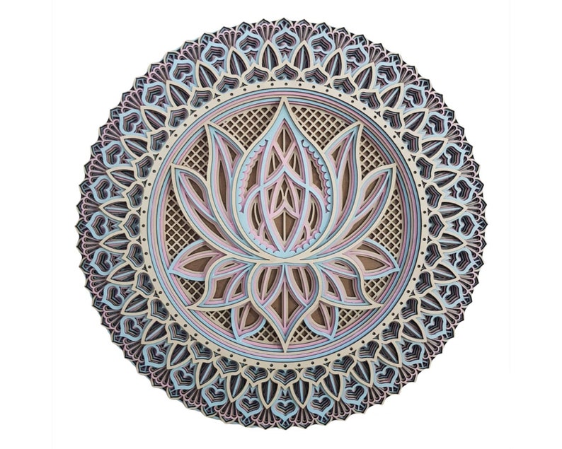 Lotus Flower Wooden Mandala Mandala Wall Art Wall Decor Etsy