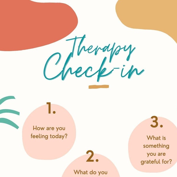 Therapy Check in Worksheet Etsy