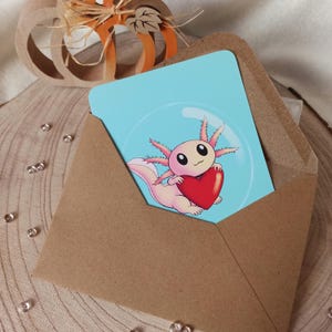 Postkarte Axolotl mit Herz