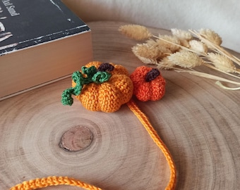 Crochet Pumpkin Bookmark | Fall Autumn Book Decor 3D Pumpkin | Cozy Cottagecore Halloween Gift for Book Lovers