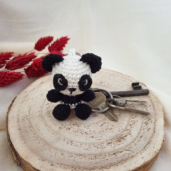 Panda Bär Schlüssel Anhänger, gehäkelt, Amigurumi