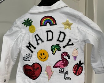 Personalized Denim Jacket | Baby/Toddler | Unisex | Custom Name | Patches | Cheerful | Unique Gift