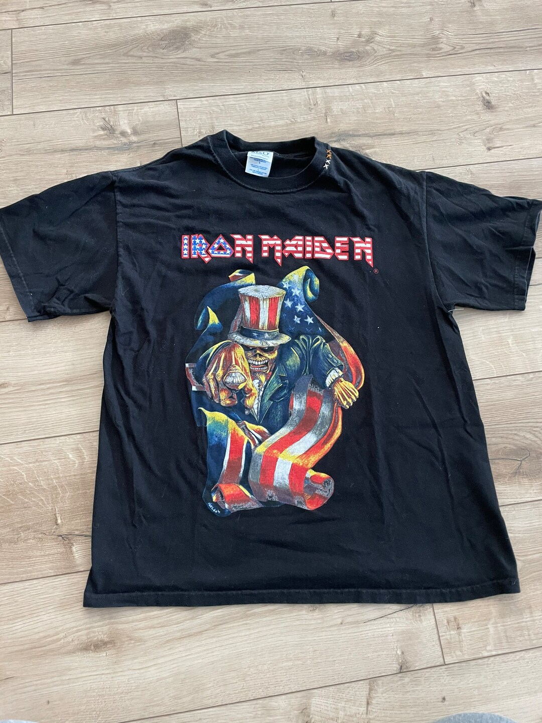 SEL IRON MAIDEN Band T-Shirt, Men's Size Medium cotton black type Vintage Second Hand