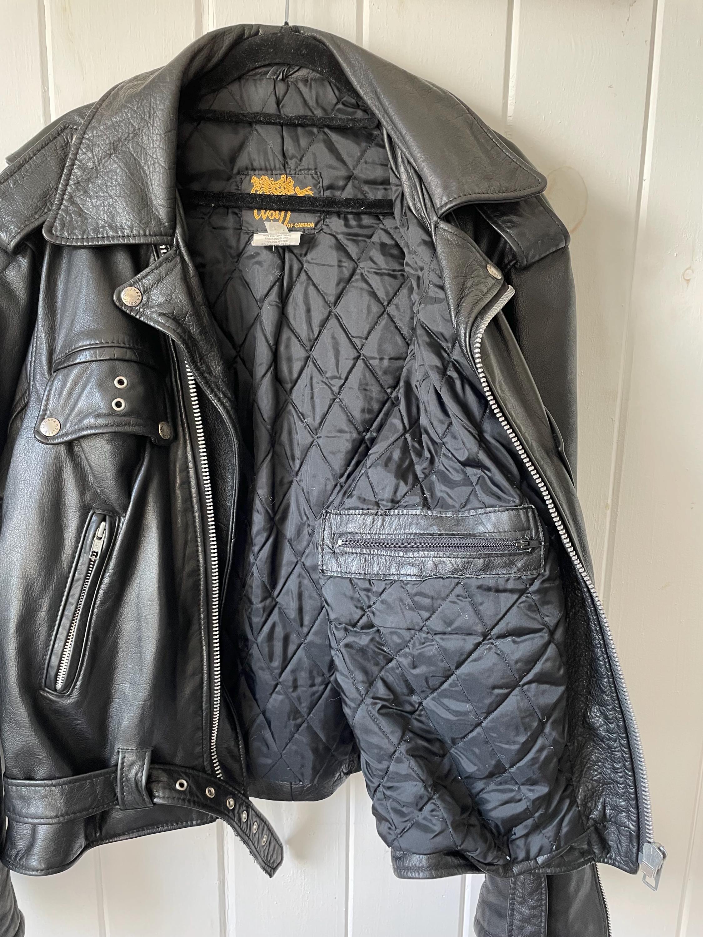 Vintage Wolff of Canada Side-lace Leather Motorcycle Jacket Size