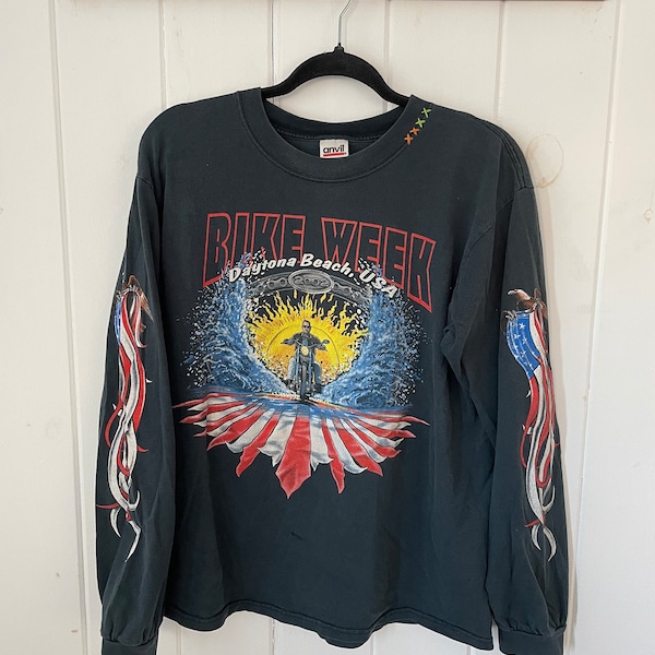 Vintage 2002 Bike Week Daytona Long Sleeve T-Shirt with added embroidery
