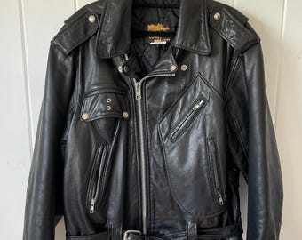 Vintage 80s/90s Leather Moto Biker Jacket | Soft worn in leather | Size 42 (m/l)