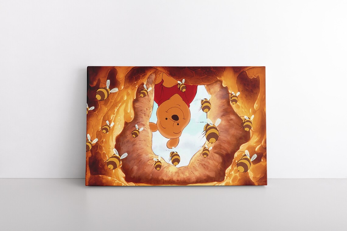 Winnie The Pooh Canvas Wall Art Print Pooh Bear and Honey Etsy