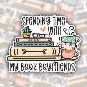 Book Stack Sticker, Bookshelf Sticker, Book Lover Sticker, Book Club gift, Flowers and Books Sticker, coffee and books, book nerd gift