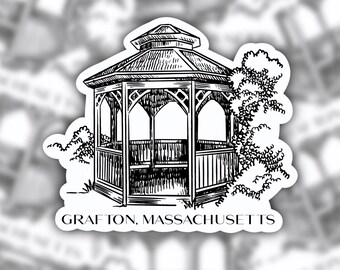 Calcomanía de Grafton, Massachusetts, Grafton, MA, Massachusetts central, compra local, compra en tiendas pequeñas, Shrewsbury, MA, Worcester, MA, Millbury masshole