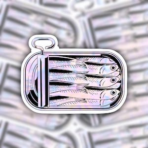 Sardine sticker, sardines in a can, sardine fish, sardines anchovies, sardine tin, fisherman sticker, tinned fish, salmon, tuna sticker
