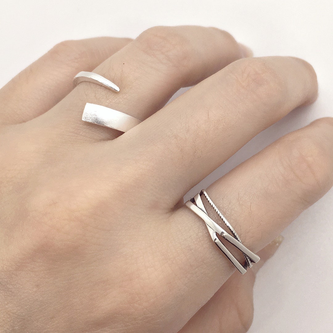 Unique Adjustable Sterling Silver Rings Stackable Stylish Etsy