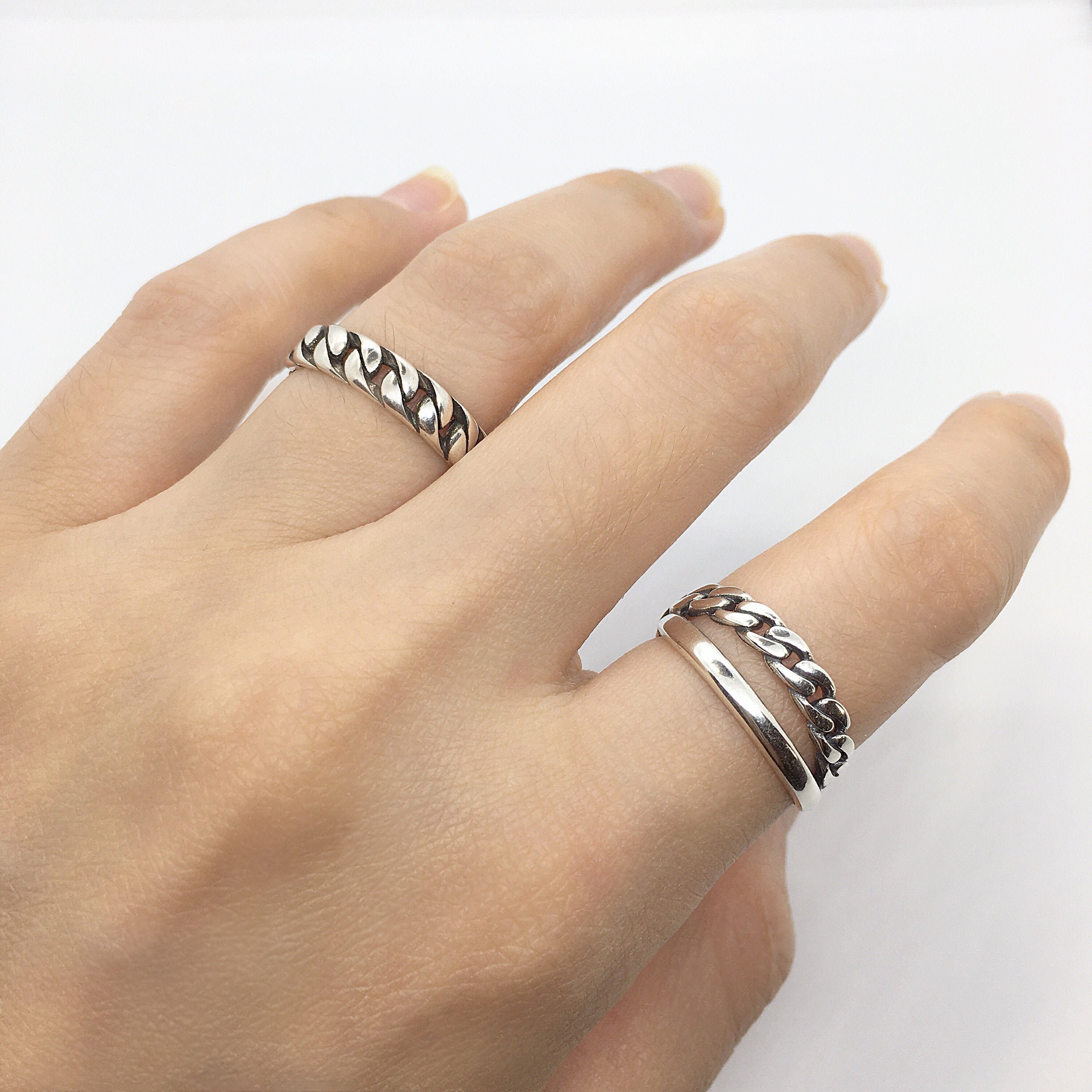 Anillo de cadena simple anillo de doble capa joyería Unisex | Etsy