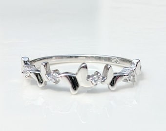 Sterling Silver Butterfly Ring with Cubic Zirconia