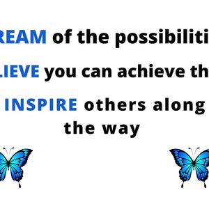 Dream. Believe. Inspire. Printable, Inspirational Wall Art, Motivational Wall Quote, Minimalist Wall Art