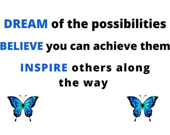 Dream. Believe. Inspire. Printable, Inspirational Wall Art, Motivational Wall Quote, Minimalist Wall Art