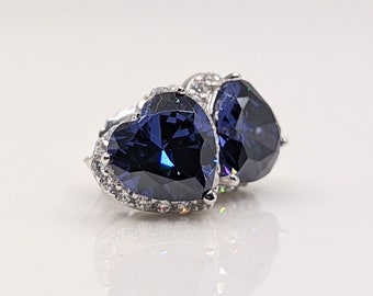 Sterling Silver Heart Shape Cubic Zirconia Earrings