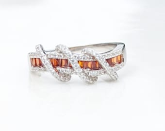 Sterling Silver "Garnet" Cubic Zirconia Ring