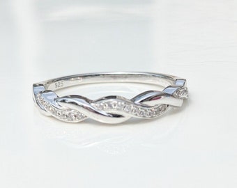 Sterling Silver Braided Cubic Zirconia Ring