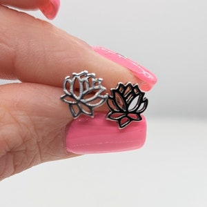 Sterling Silver Lotus Flower Stud Earrings