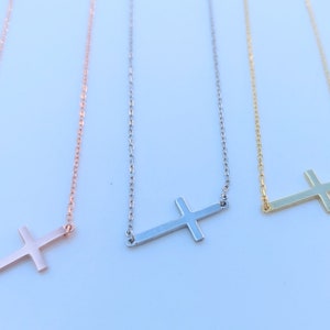 Sterling Silver Sideways Cross Necklace