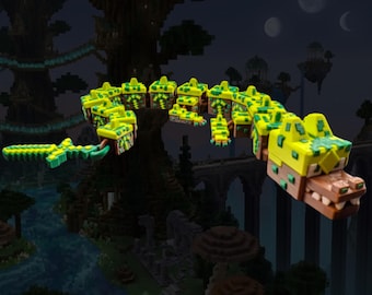 Articulated Earth Dragon Flexi - 3D Printed Pixelated Dragon Figure