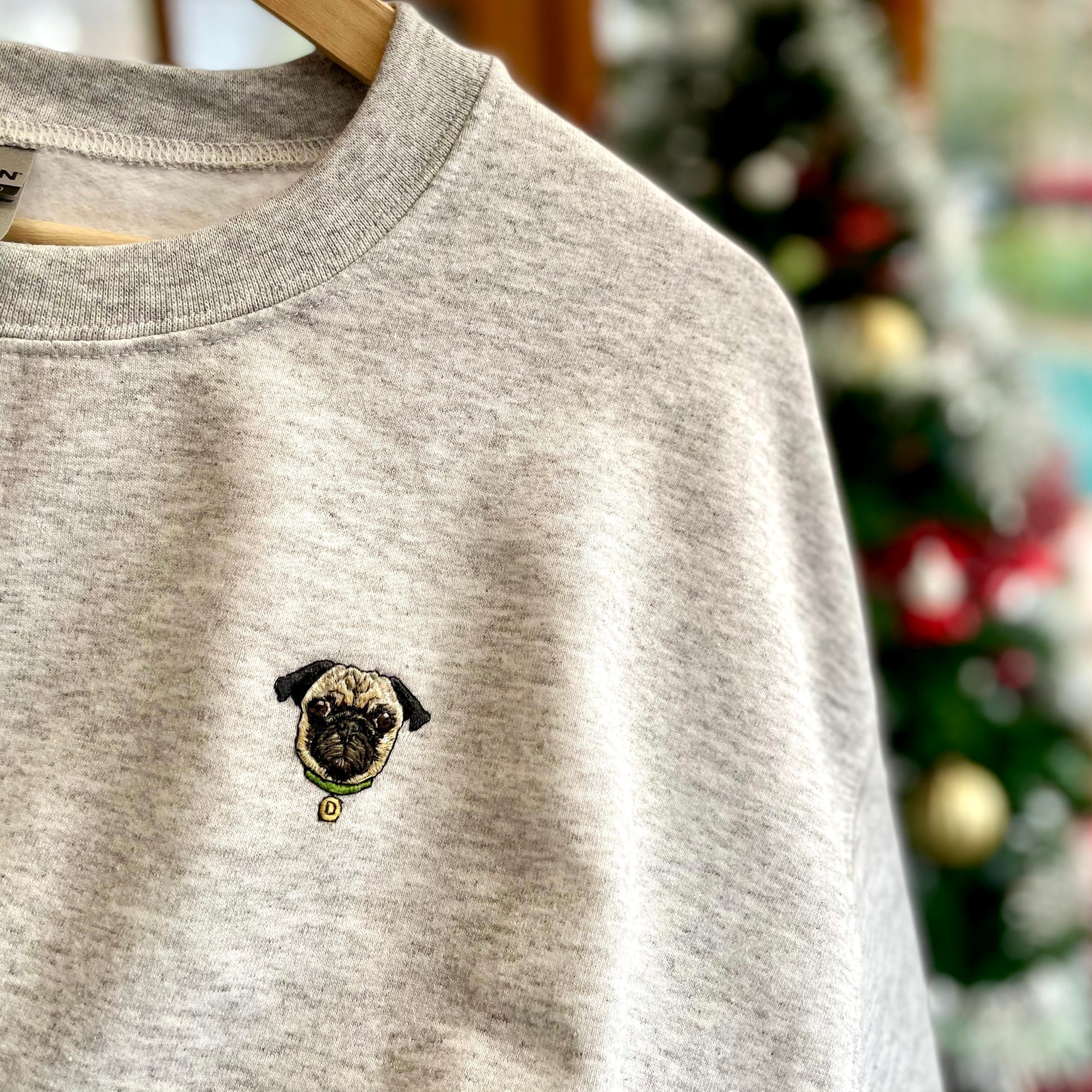 Custom Hand Embroidered Pet Portrait Crewneck Sweatshirt Etsy UK