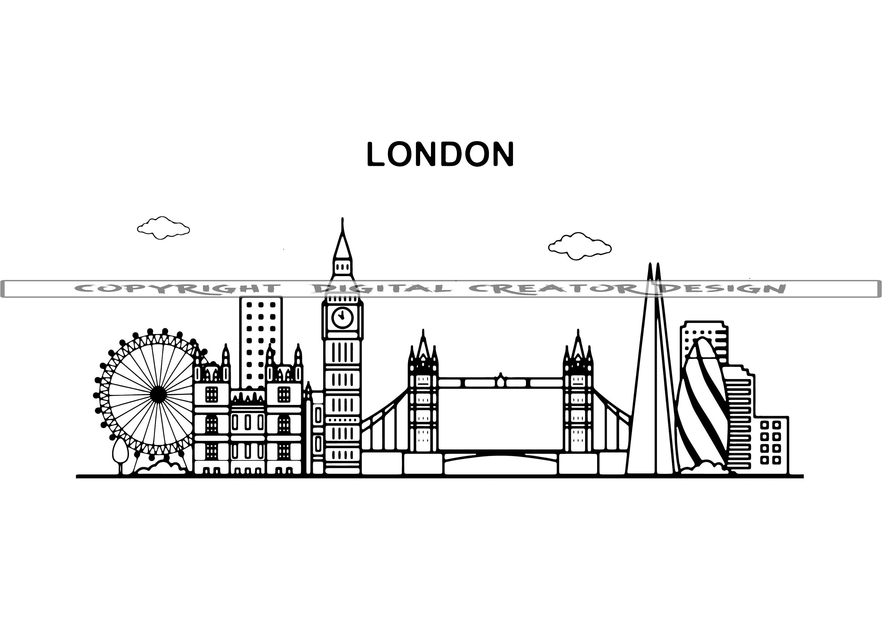 London Skyline Outline SVG London Cityscape SVG London SVG | Etsy