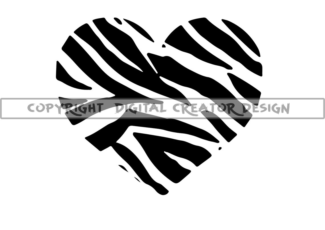 Zebra Heart SVG Zebra Heart Clipart Zebra Pattern SVG Files Etsy