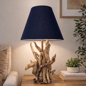 Handgemaakte drijfhout/houten tafel - Bureaulamp (51 x 30 x 30 cm) 'Python'