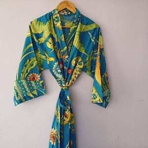 Indian floral kimono robe japanese kimono cardigan beach wear robe hospital robe bath Robe Sweam Wear Cotton Robe