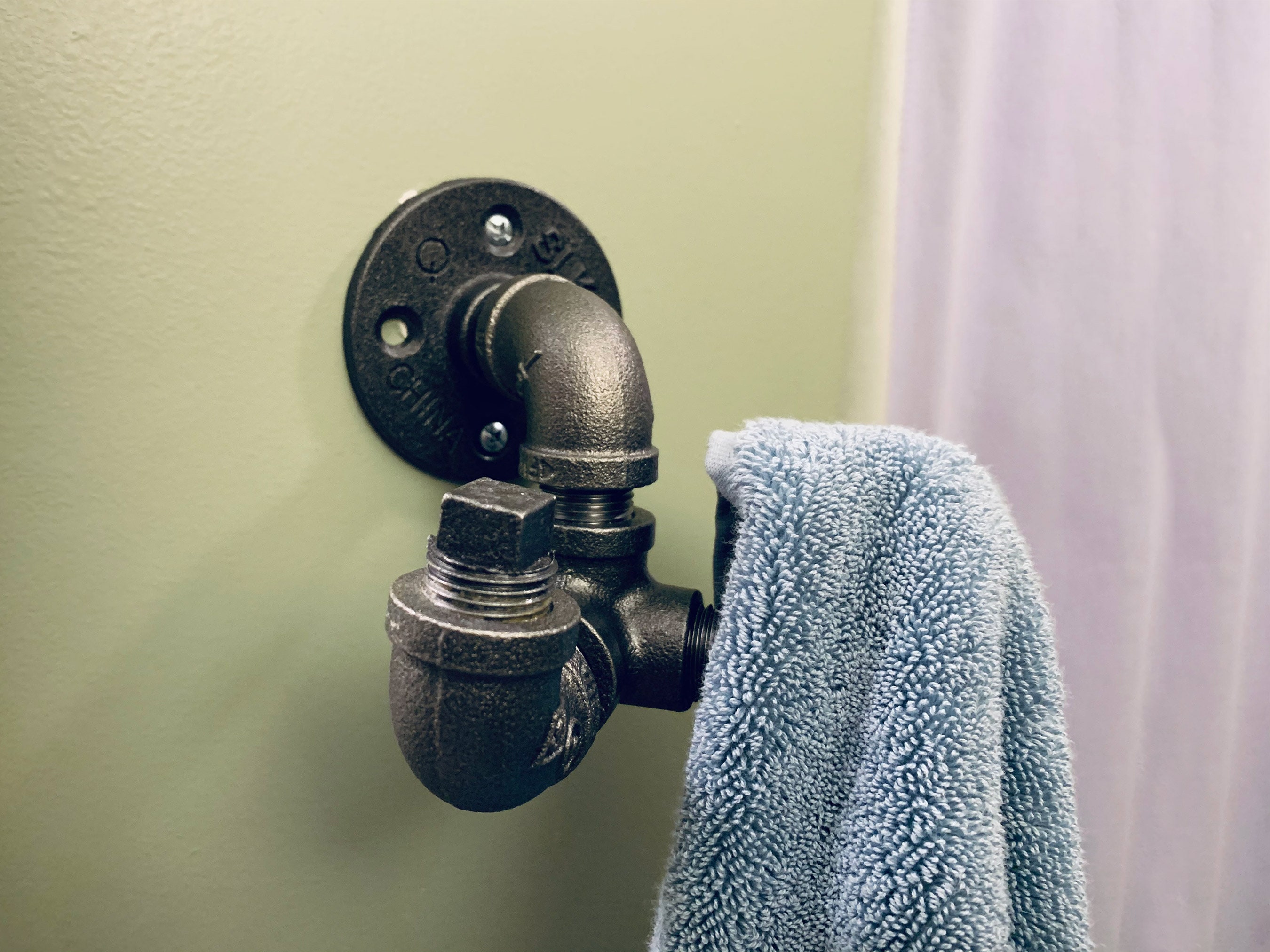 Black Pipe Towel Holder Industrial Rustic Towel Hook Etsy Denmark