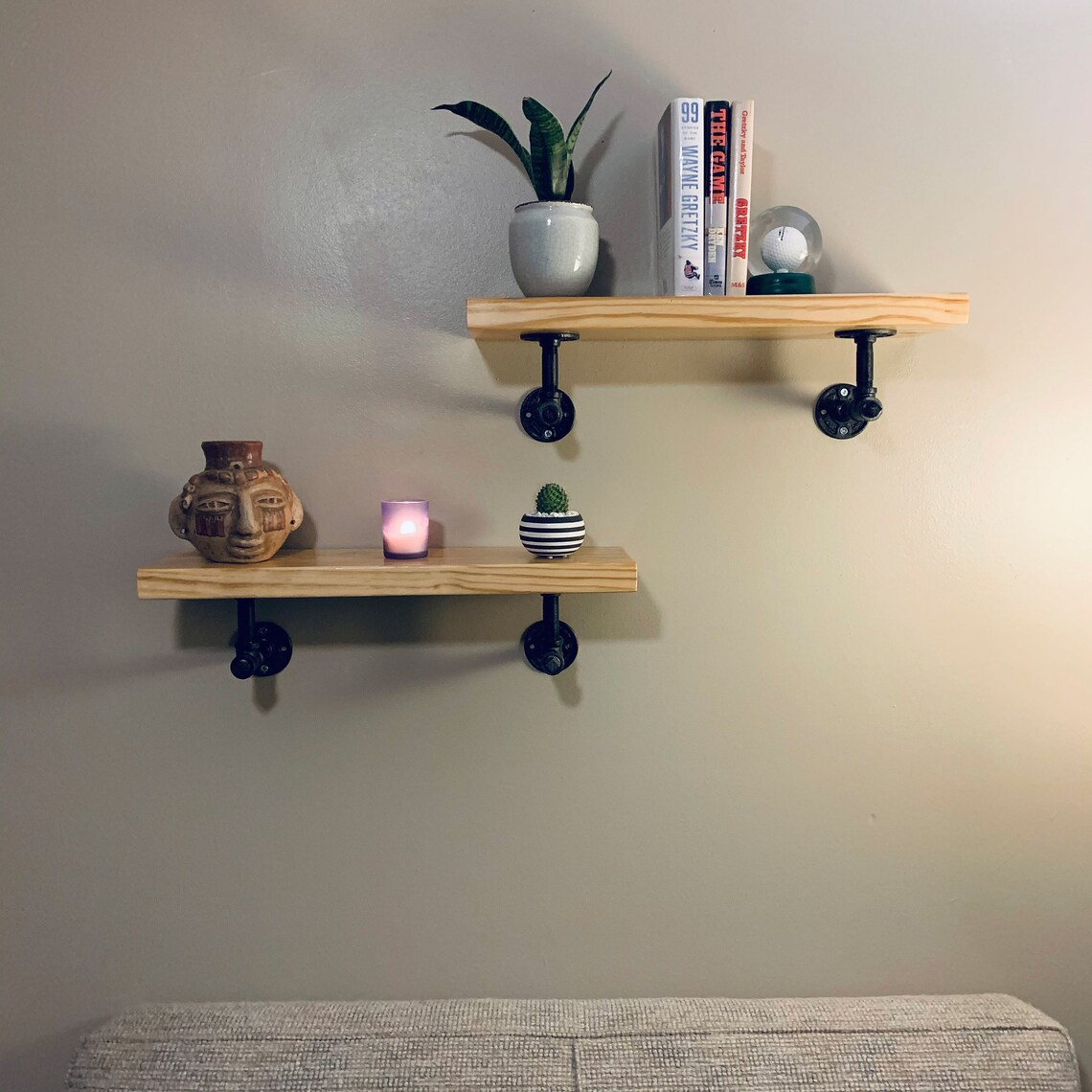 Black Pipe 24 Shelf 2' Pipe Shelf Farmhouse Etsy