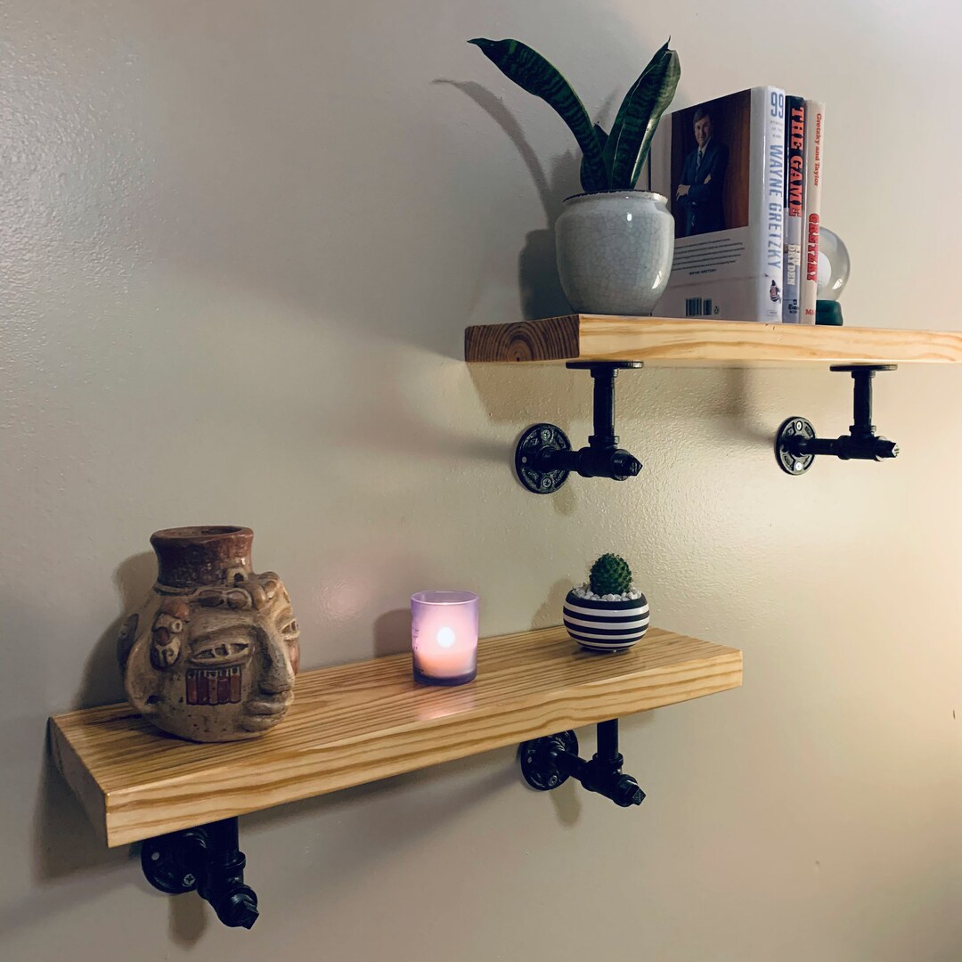 Black Pipe 24 Shelf 2' Pipe Shelf Farmhouse Etsy