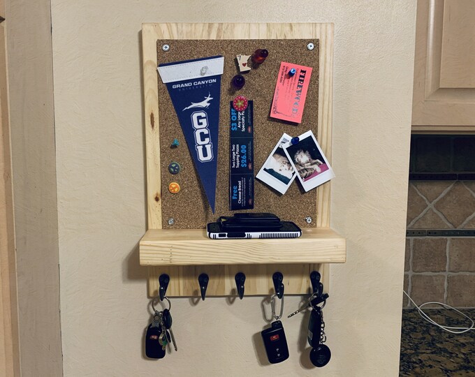 Cork Board Mail Organizer Mail and Key Holder Letter Holder Single Slot Key Hooks Jar Vase