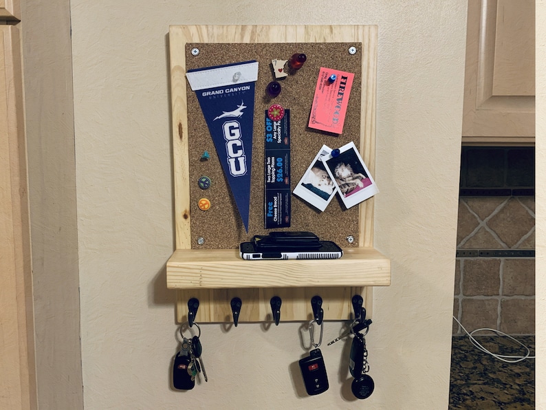 Cork Board Bulletin Board Message Board Key Hooks Key Etsy
