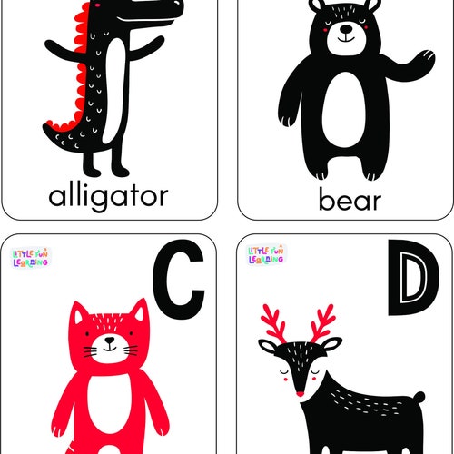 Baby High Contrast Alphabet Flash Card - Etsy